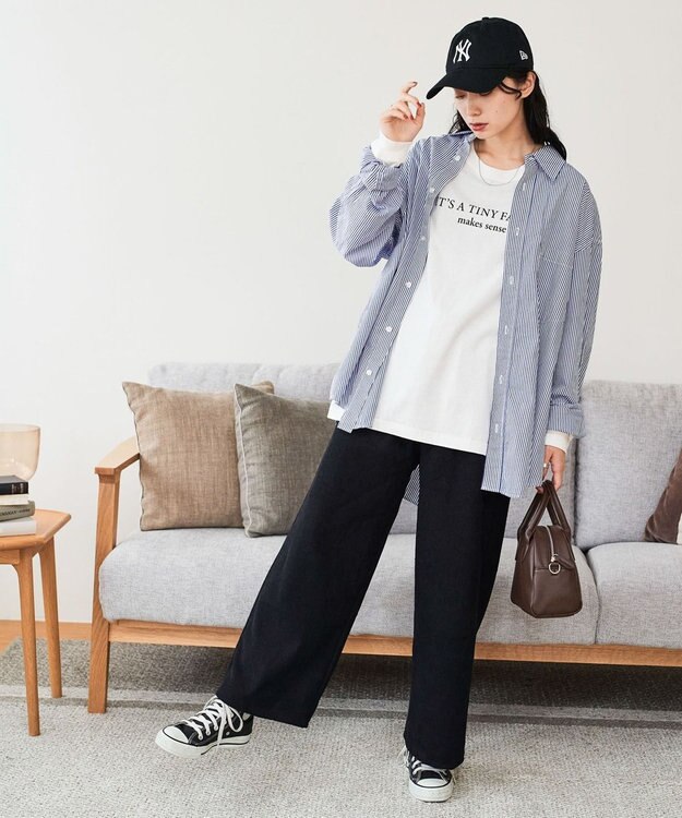 WEGO 裏起毛ワイドイージーパンツ ブラック