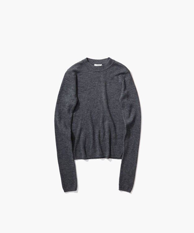 ATON RAMIE WOOL RIB | リブモックネックセーター CHARCOAL GRAY