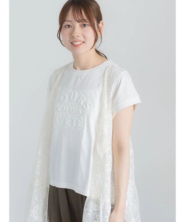 Te chichi 【接触冷感】エンボスロゴフレンチスリーブTシャツ オフホワイト