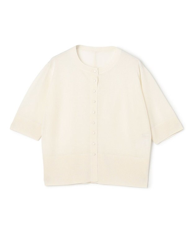 BEIGE， MOISE / シアーニット　5分袖カーディガン Ecru