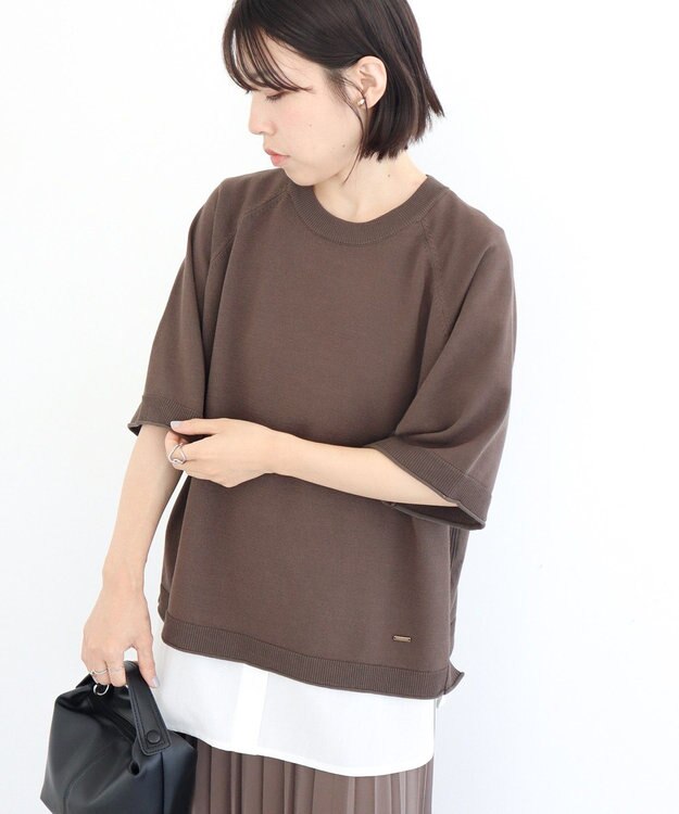Green Parks トレーナー風ニットプルオーバー Brown