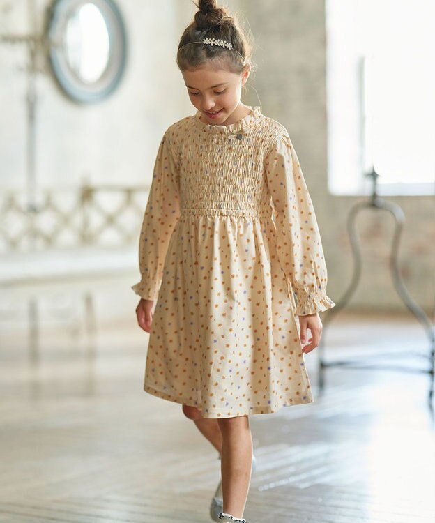組曲 KIDS 【110-140cm】モノトーン花柄 ワンピース ベージュ系5