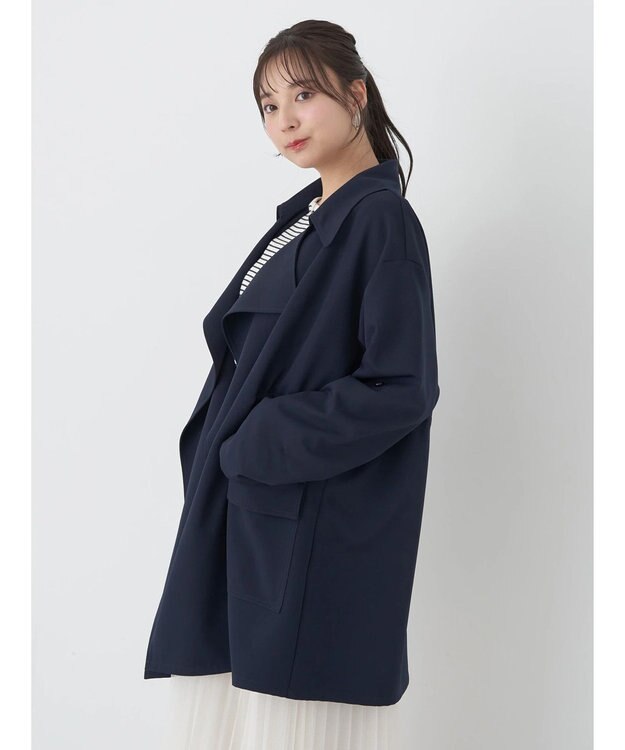 earth music&ecology ニュアンスビッグカラーコート Navy