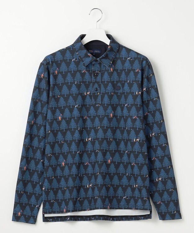 23区GOLF 【MEN】白夜ゴルフ柄 長袖シャツ ネイビー系5