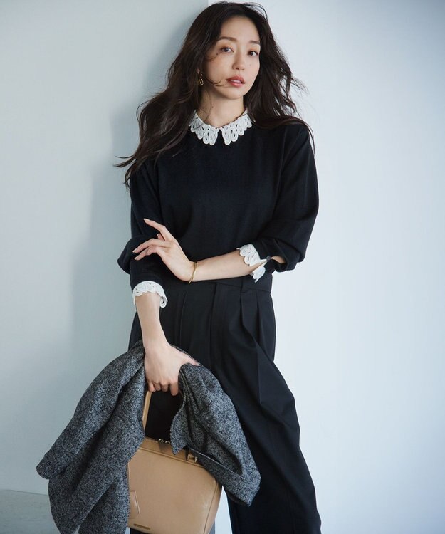 23区 【CLASSY.11月号掲載/洗える】ドライ2WAYストレッチ ワイドパンツ ブラック系