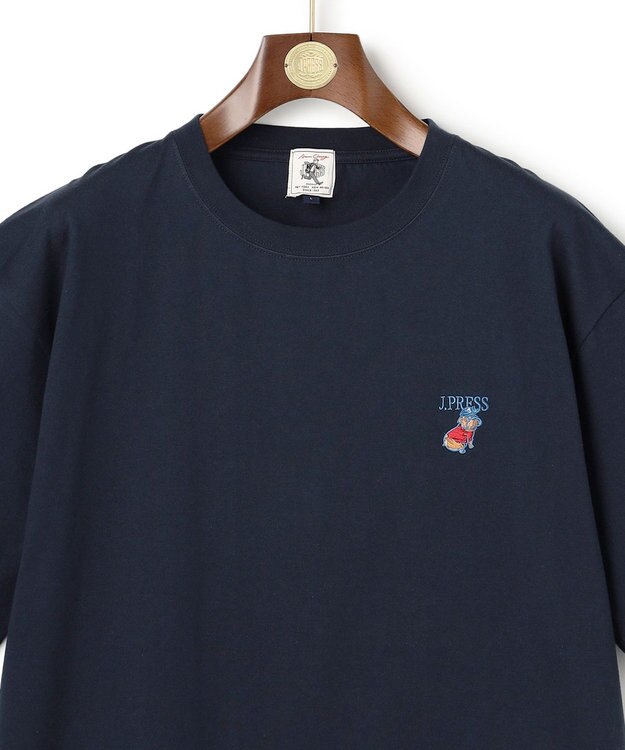 J.PRESS MEN 【AaronChang】【UNISEX】ブルドック エンブロイダリー Tシャツ ネイビー系