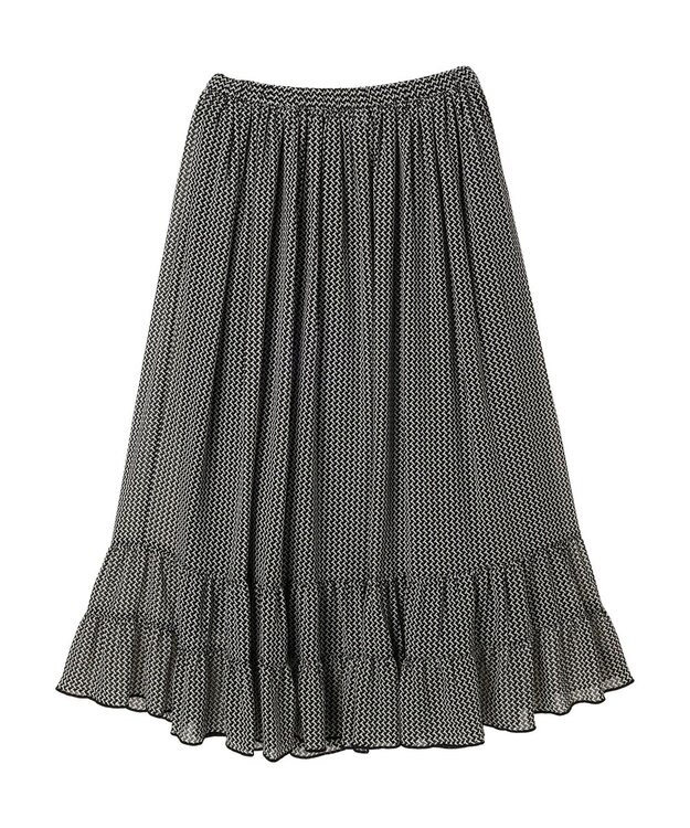 AMERICAN HOLIC 幾何学柄裾ティアードスカート Black