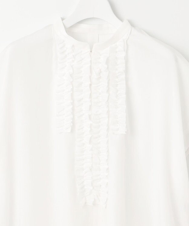 自由区 【洗える】ソフトリネンフリルディティール ブラウス オフ