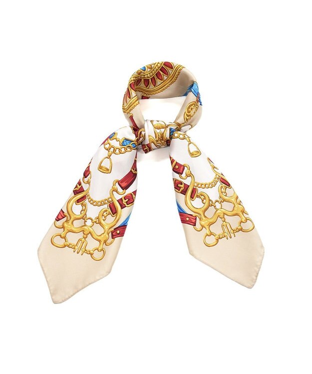 Marca 【Marcaオリジナル】ビット・ベルト 大判 シルクツイル スカーフ ベージュ