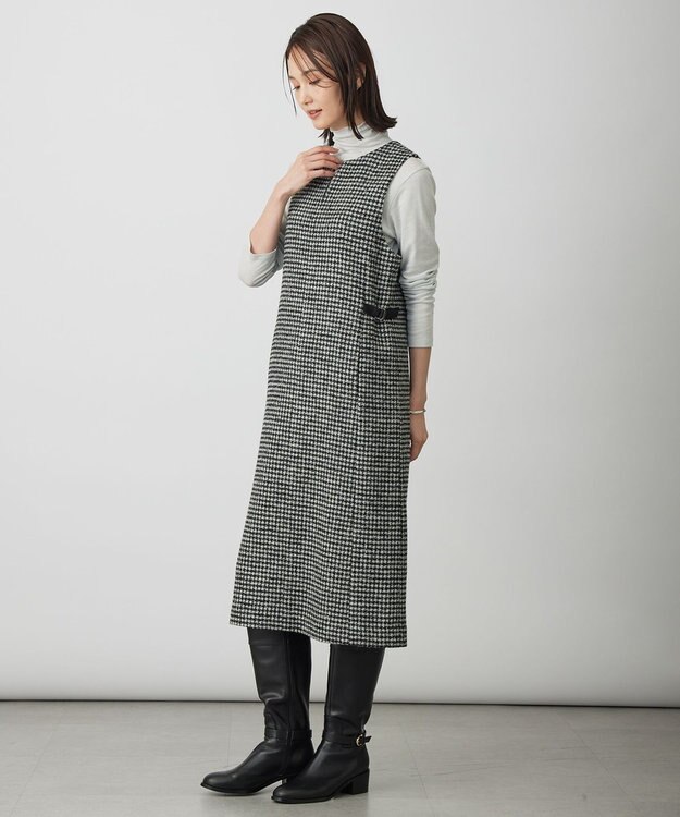 J.PRESS LADIES S ウールシルク ハウンドトゥース ジャンパースカート モノトーン系