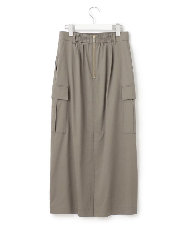 23区 【洗える】テンセルナイロンストレッチ カーゴ スカート オリーブ系