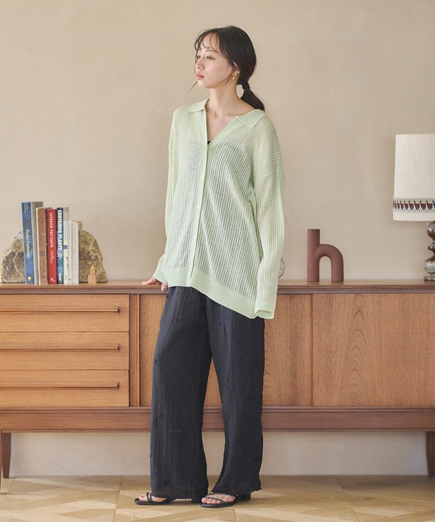 earth music&ecology スキッパールーズカーディガン Light Green