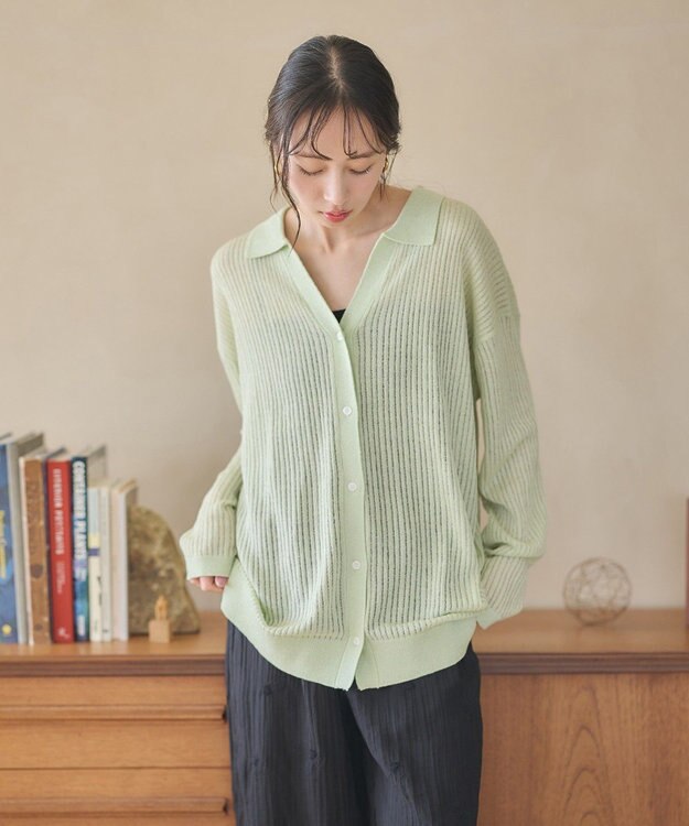 earth music&ecology スキッパールーズカーディガン Light Green