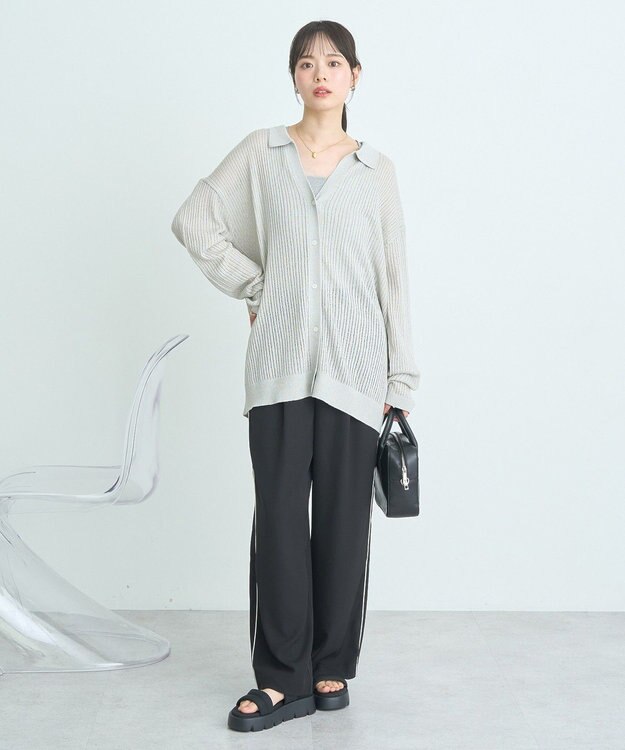earth music&ecology スキッパールーズカーディガン Light Gray