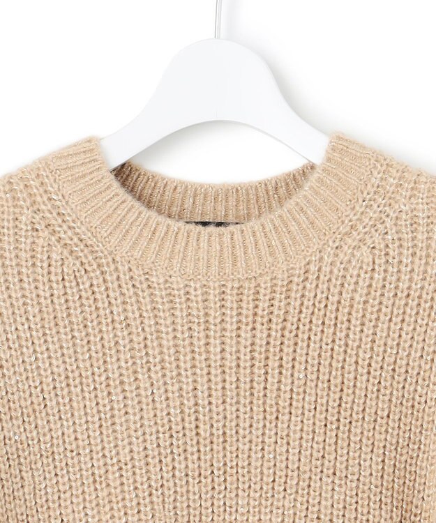 23区 L 【洗える】スパンコールバルキー クロップド ニット ベージュ系