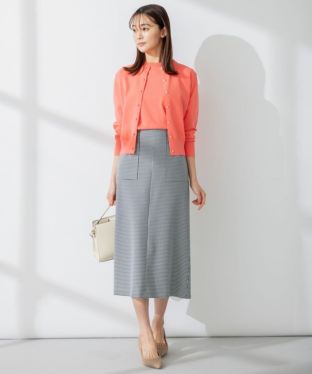 組曲 【洗える・ウエストゴム仕様】2WAYストレッチ スカート ネイビー系3