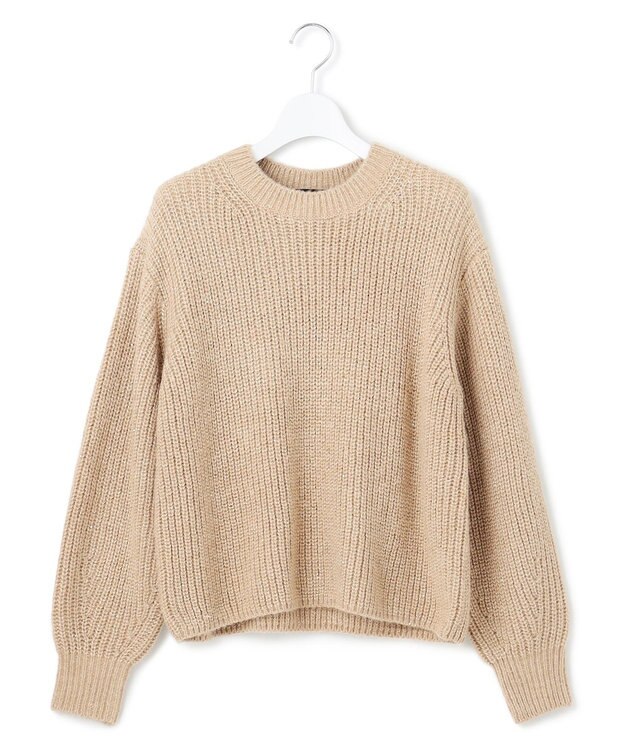 23区 L 【洗える】スパンコールバルキー クロップド ニット ベージュ系