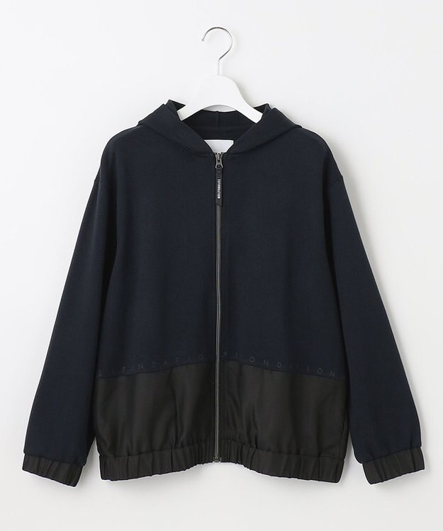 23区GOLF 【23Fondation/WOMEN】コンビ素材 フーディパーカー ブラック系