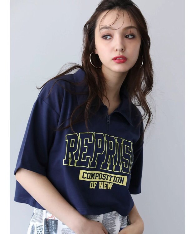 Green Parks ＥＧＯＩＳＴ　ハーフＺｉｐロゴ５分袖プルオーバー Navy