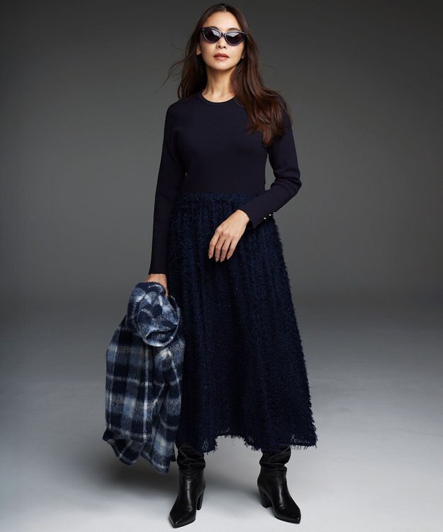 23区 【一部店舗限定】アルパカシャギーチェック コート ブルーチェック