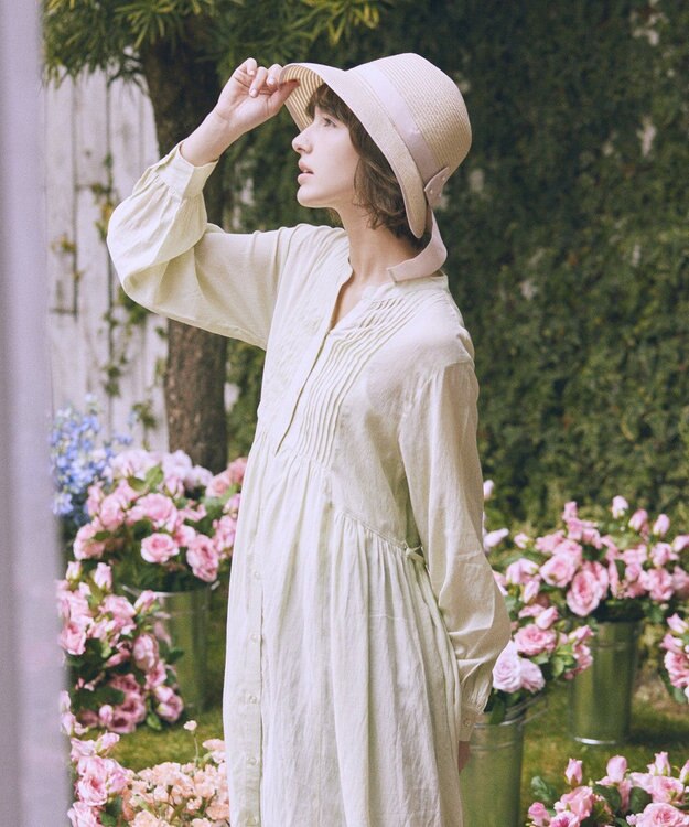 Maison de FLEUR 【手洗い可能】パールリボンスリットハット Pink