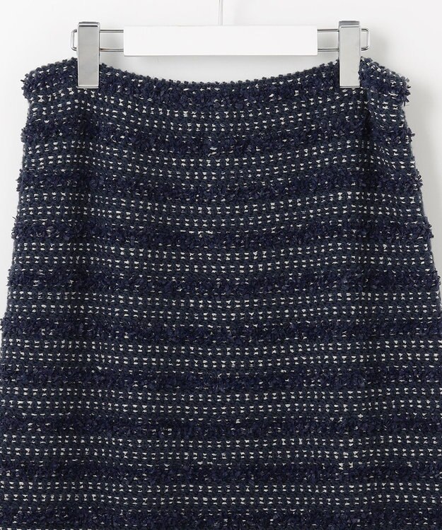 自由区 【カトリエムブーケ】Tweed melange フリンジスカート ネイビー系