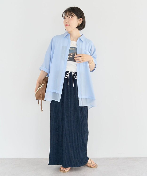 Green Parks ダブルウエストレイヤードイージーナロースカート Charcoal Gray