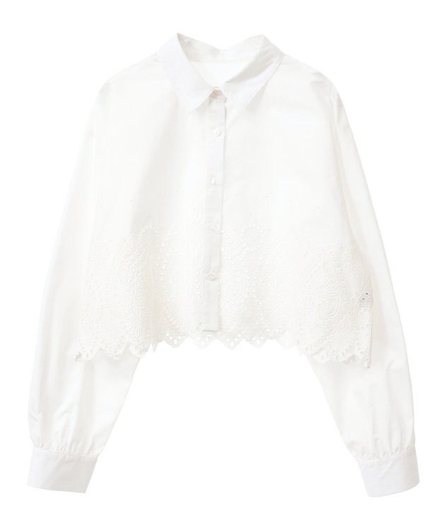 earth music&ecology スカラップトリムシャツ Off White