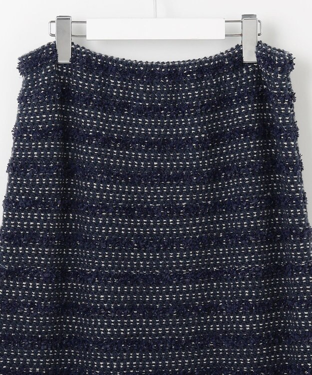 自由区 【カトリエムブーケ】Tweed melange フリンジスカート ネイビー系