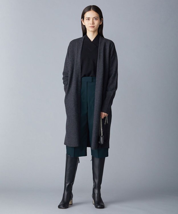 ICB L ミルドウール ロングカーディガン チャコール系