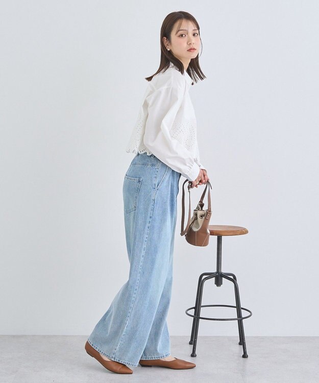 earth music&ecology スカラップトリムシャツ Off White