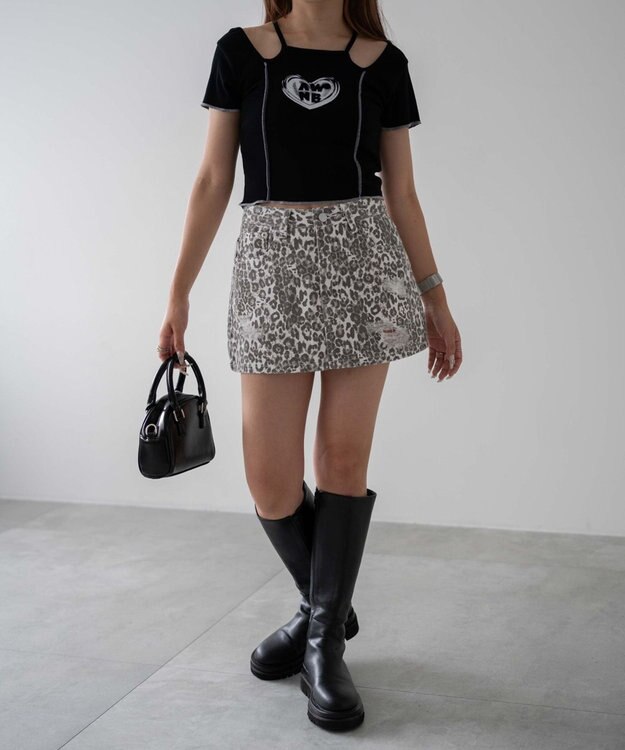 WEGO ダメージレオパードミニスカパン ホワイト