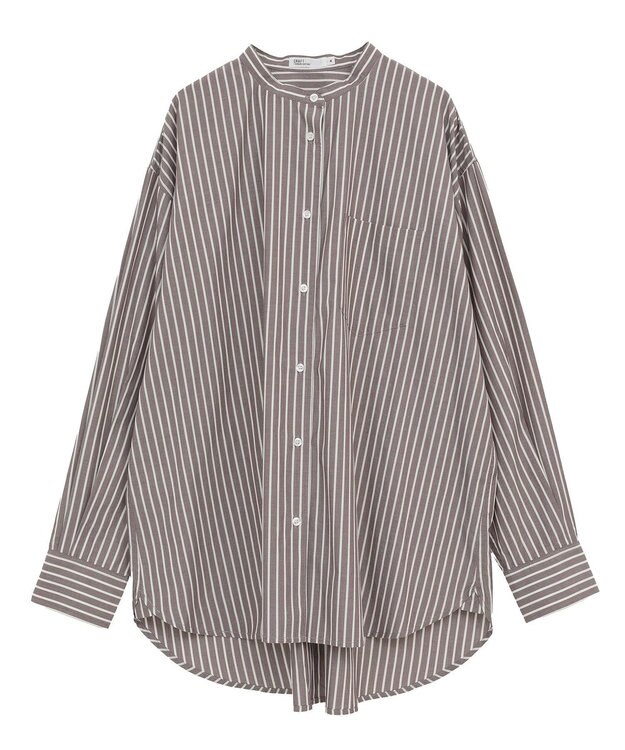 CRAFT STANDARD BOUTIQUE バンドカラーシャツ Stripe Brown