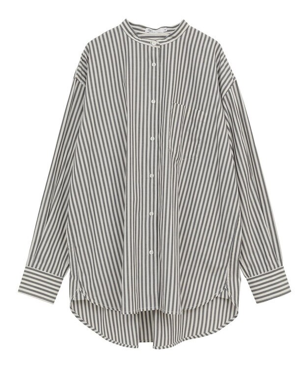 CRAFT STANDARD BOUTIQUE バンドカラーシャツ Stripe Gray