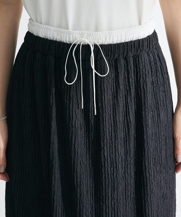 Green Parks ダブルウエストレイヤードイージーナロースカート Charcoal Gray