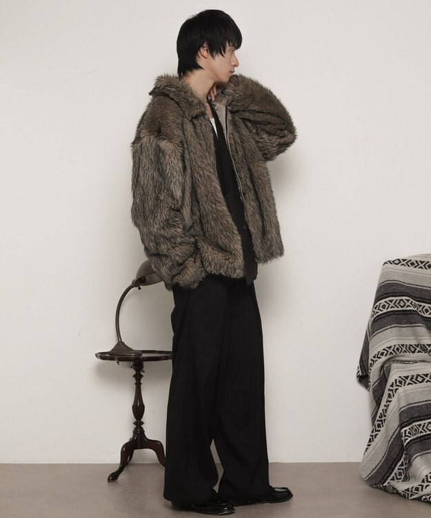 WEGO フェイクファーZIPブルゾン ライトベージュ