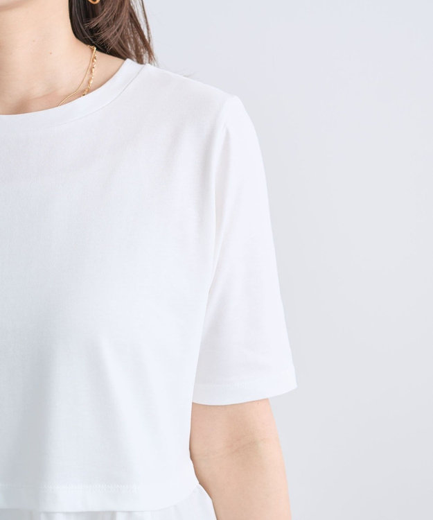 Green Parks 異素材ドッキングペプラムプルオーバー White