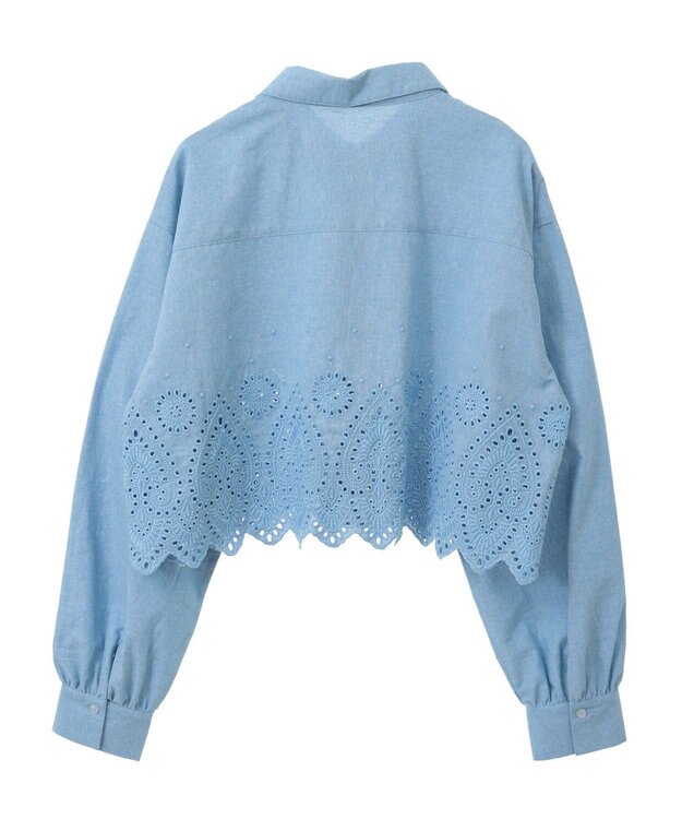 earth music&ecology スカラップトリムシャツ Blue