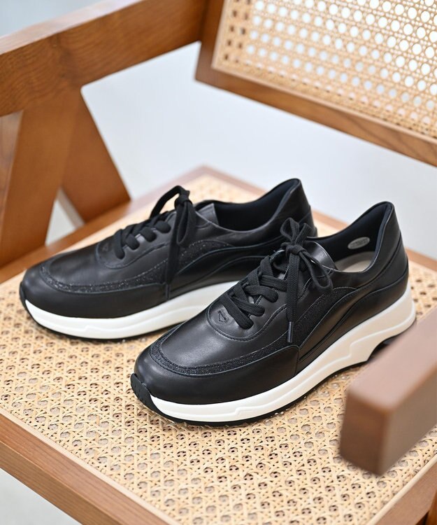 Pointer 日本製 本革厚底スニーカー ブラック