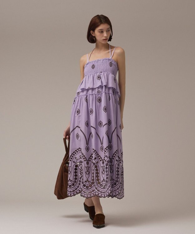 GRACE CONTINENTAL カットワークマキシドレス ラベンダー