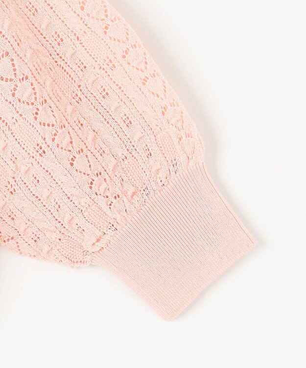 Feroux 【ご好評につき今季も登場！・洗える】透かし編み カーディガン ピンク系