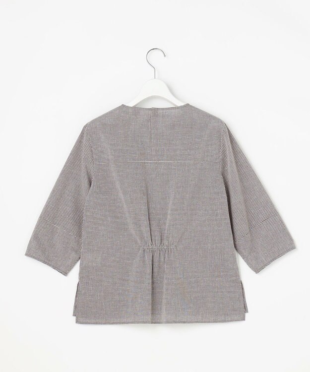 J.PRESS LADIES S リネンminiチェック プルオーバー ブラウス ブラウンギンガム系