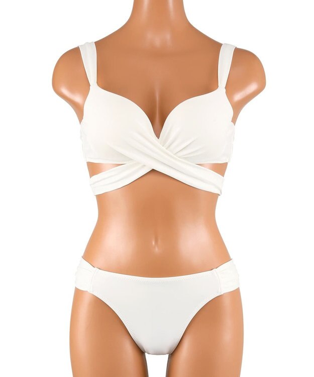 San-ai Resort（三愛水着楽園） 【WEB限定商品】ワコール共同開発 ノンワイヤーなのにぷっくり美胸を作る【ダブルアップ】　クロスビキニ M1/M2/L1　　【San-ai Resort（サンアイリゾート）】 ホワイト