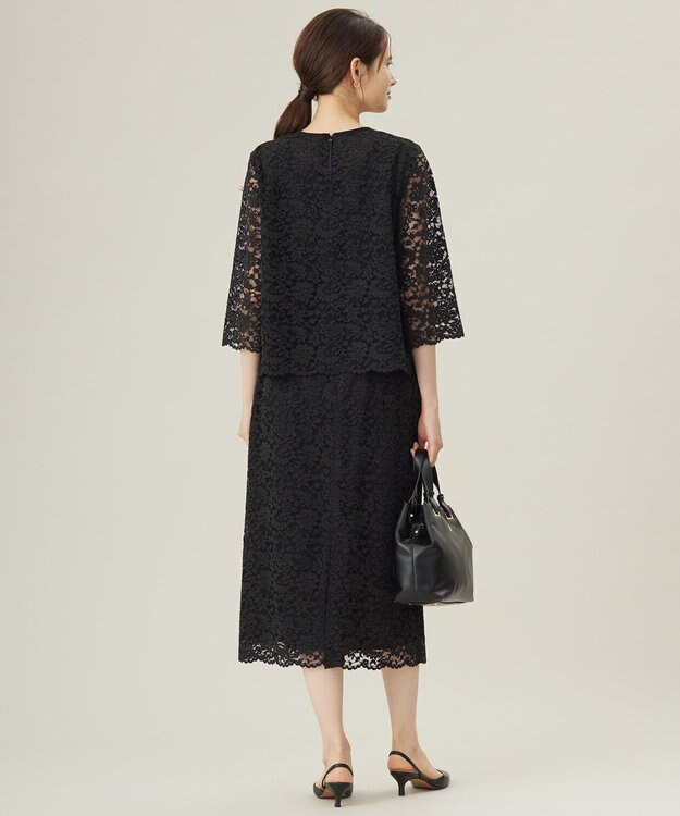 自由区 L 【セットアップ対応・洗える】フルールスカラレース スカート ブラック