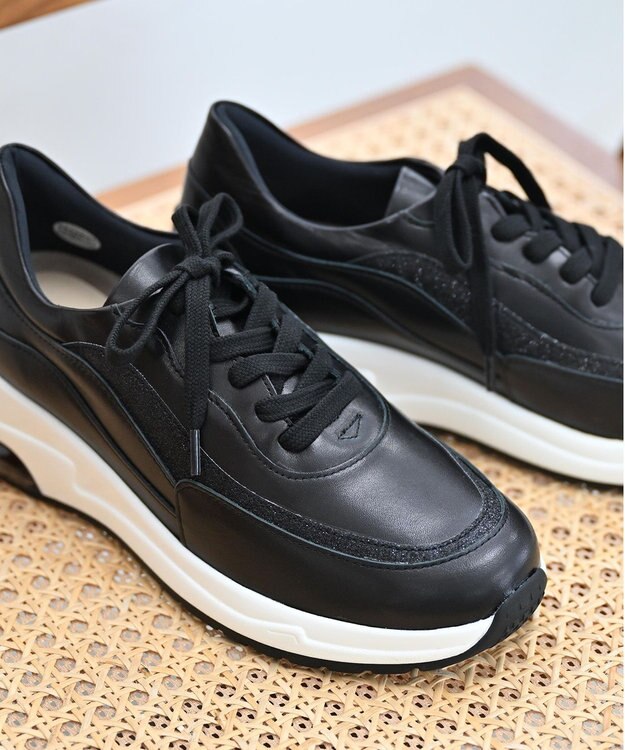 Pointer 日本製 本革厚底スニーカー ブラック