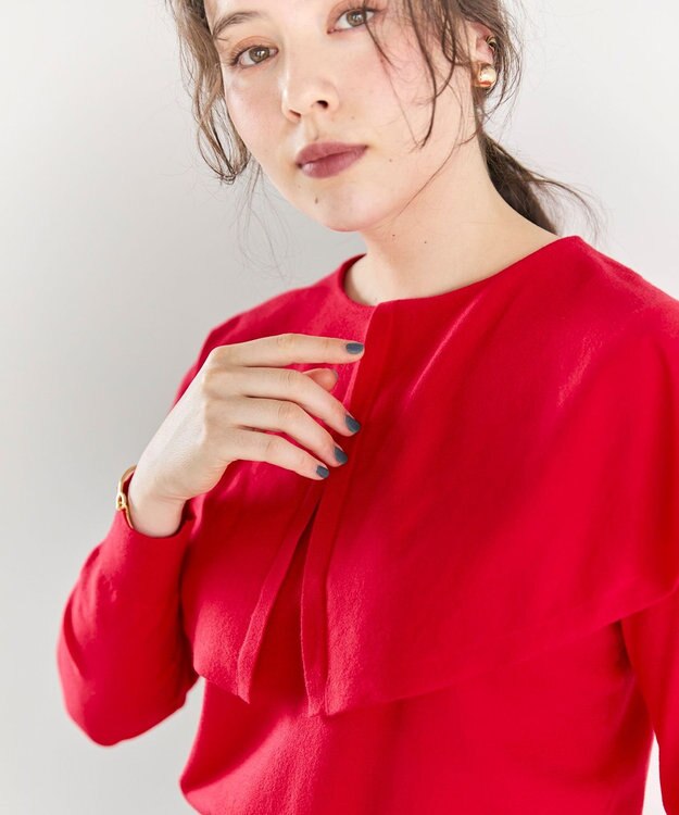 #Newans 【洗える】ケープカラープルオーバー レッド