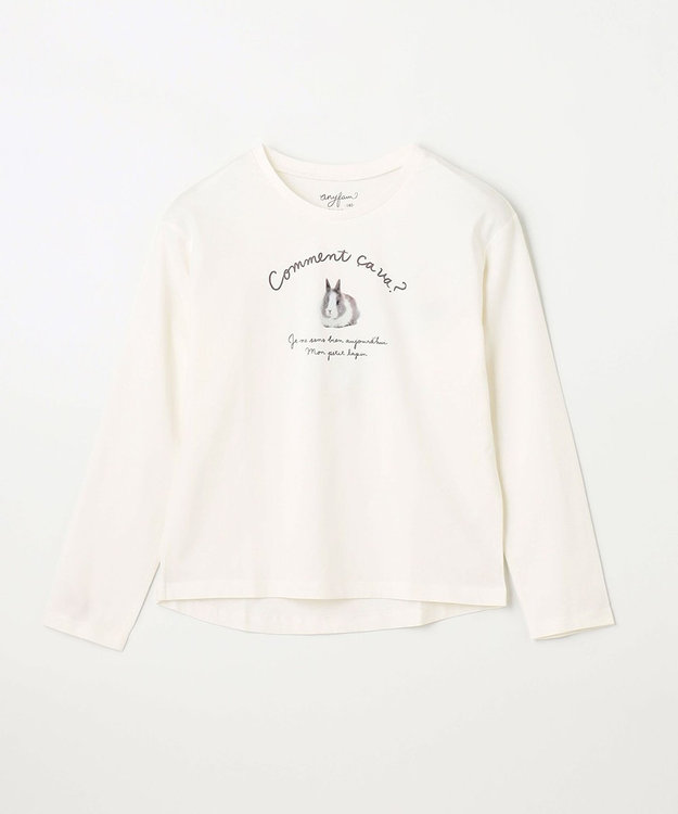 ANY KIDS アートモチーフ 長袖 Tシャツ オフホワイト×ウサギ