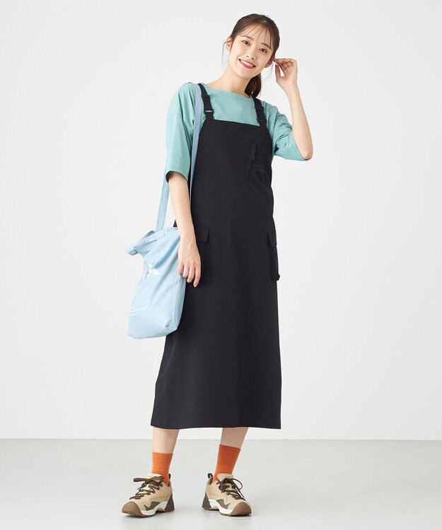 SHARE PARK LADIES 【撥水・UVカット・ストレッチ・軽量 】ナイロンジャンパースカート（S・Mサイズ） ブラック系