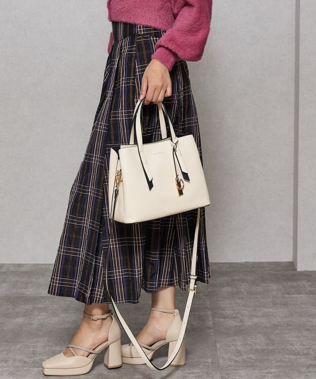 style code 【8/26入荷】【MERCURYDUO/マーキュリーデュオ】アオリワークハンドバッグ アイボリー