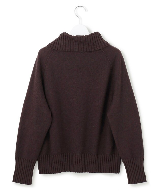 23区 L ボイルドウールコンビ ジップ タートルニット ダークブラウン系